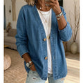 ✨ Women's classic button-down denim jacket, loose fit