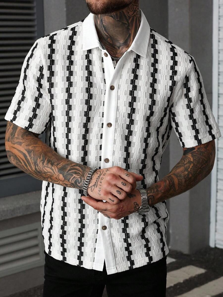 Retro plaid knit short-sleeved shirt, versatile and casual style top