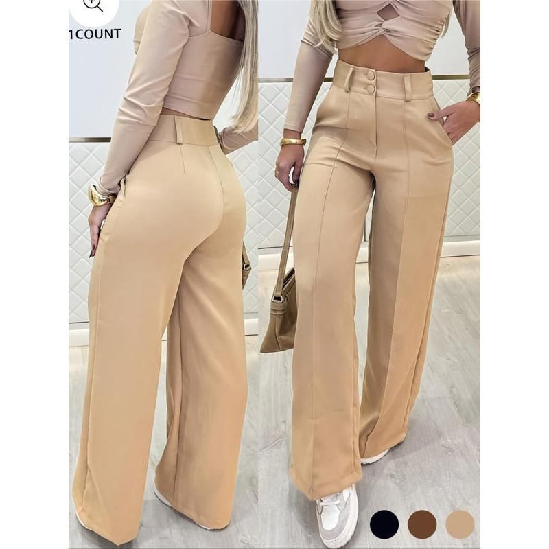 Stylish, simple, casual wide-leg pants