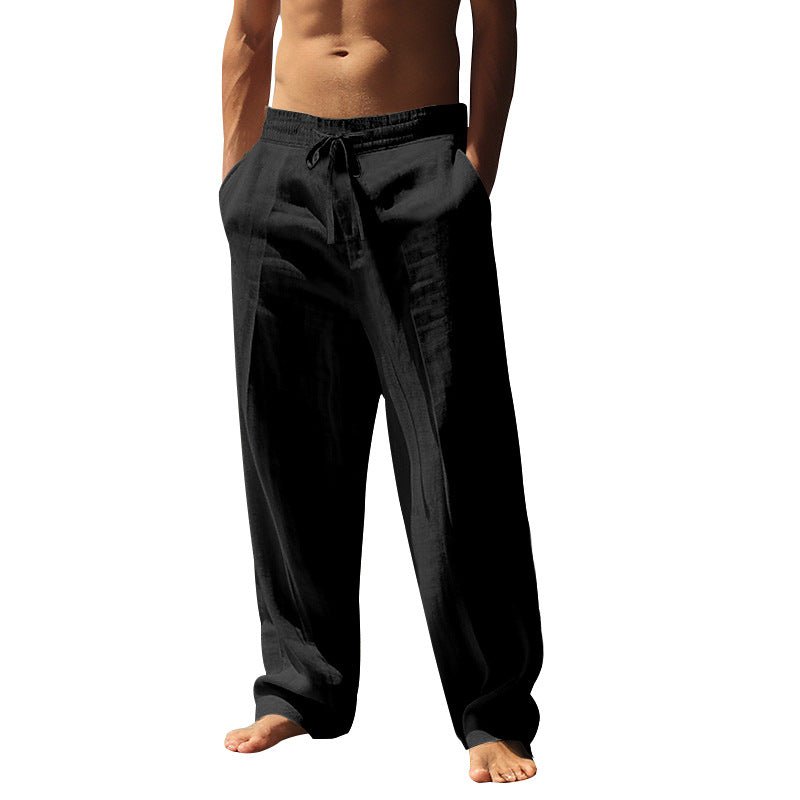Summer Men's Breathable Cotton and Linen Trousers