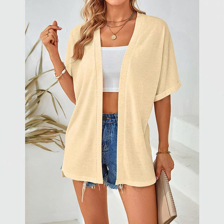 New Women's Casual Solid Color Cover-up Shirt