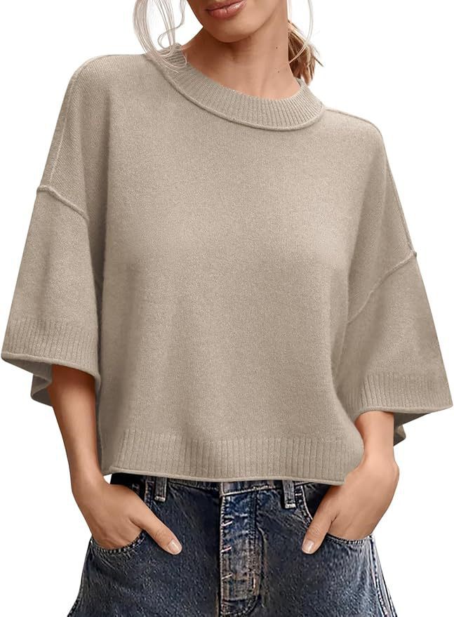 Summer Loose Short Casual Crew Neck Knit Top