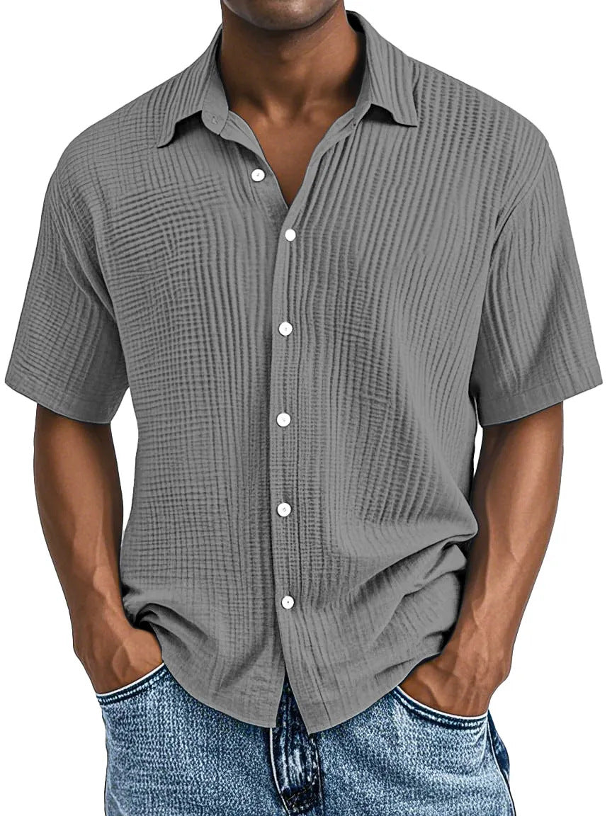 Men's short-sleeved collared casual shirt