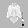Women's V-neck fashionable, elegant, simple solid color long-sleeved shirt for spring