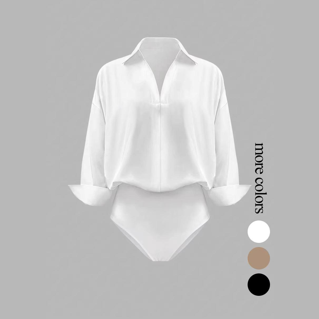 Women's V-neck fashionable, elegant, simple solid color long-sleeved shirt for spring
