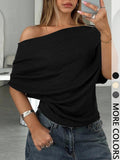 Sexy hot girl one-shoulder fitted top with batwing sleeves