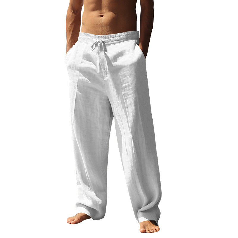Summer Men's Breathable Cotton and Linen Trousers
