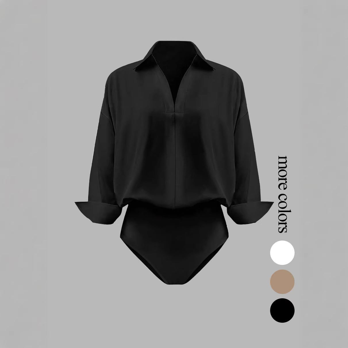 Women's V-neck fashionable, elegant, simple solid color long-sleeved shirt for spring