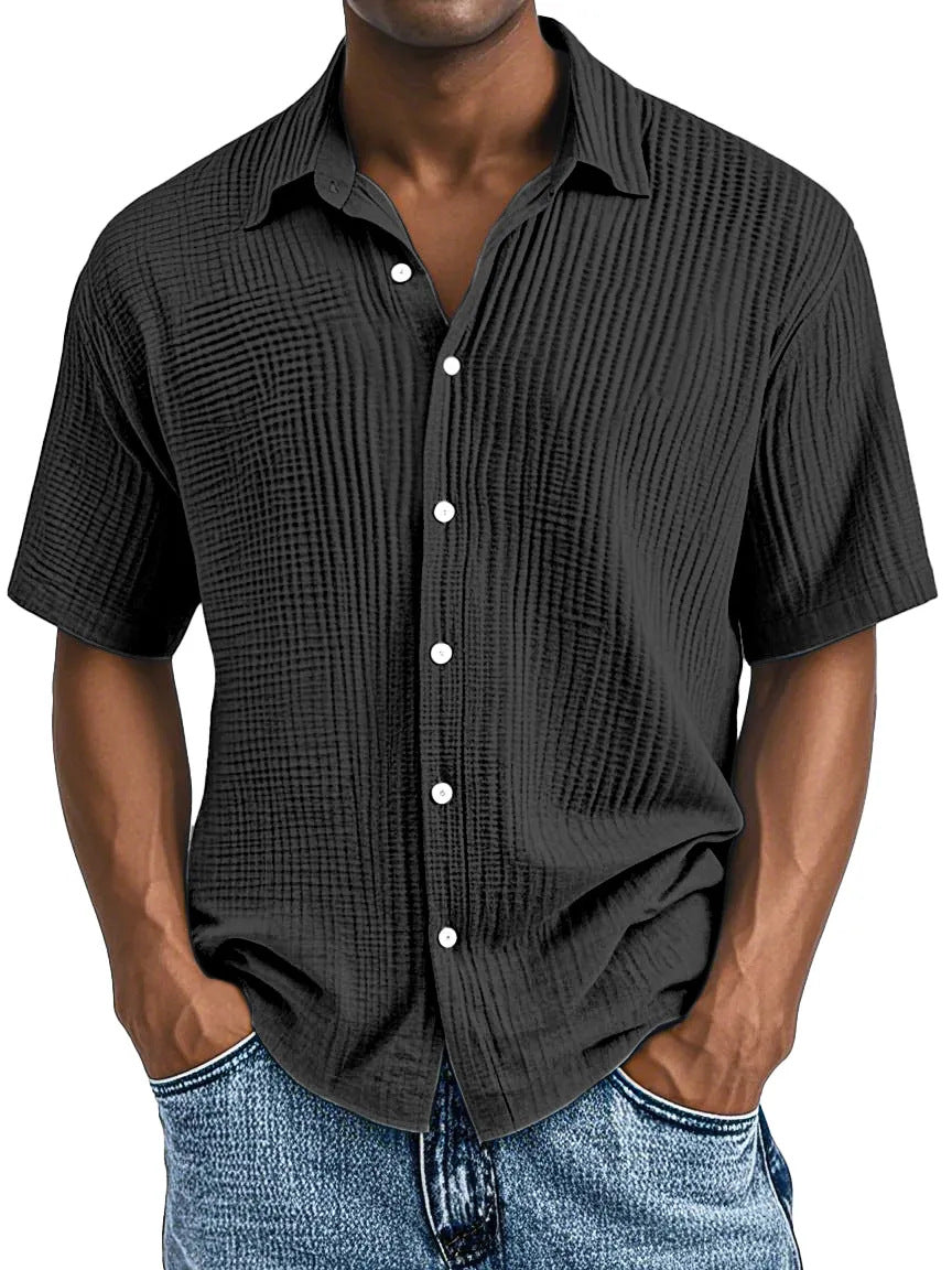 Men's short-sleeved collared casual shirt