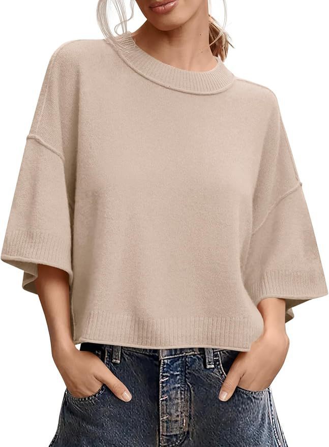 Summer Loose Short Casual Crew Neck Knit Top