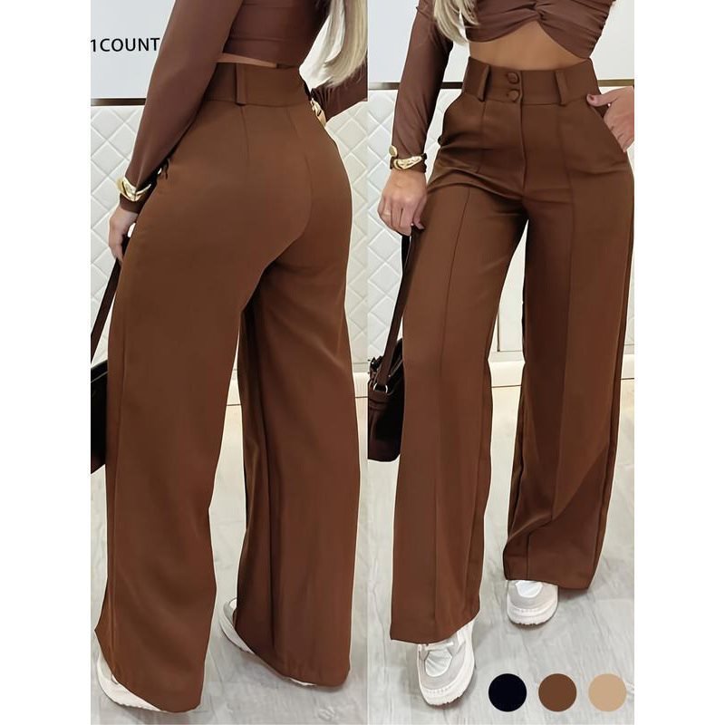 Stylish, simple, casual wide-leg pants
