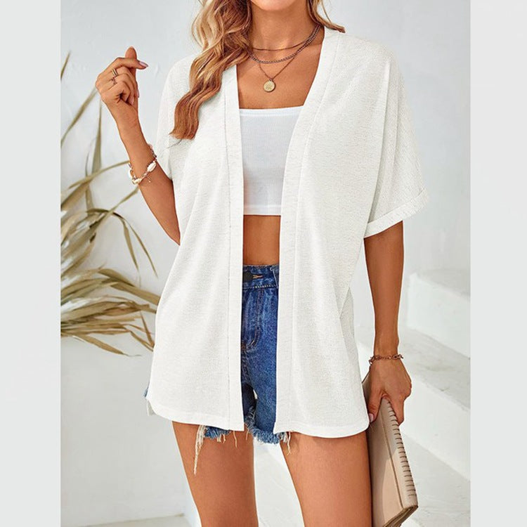New Women's Casual Solid Color Cover-up Shirt