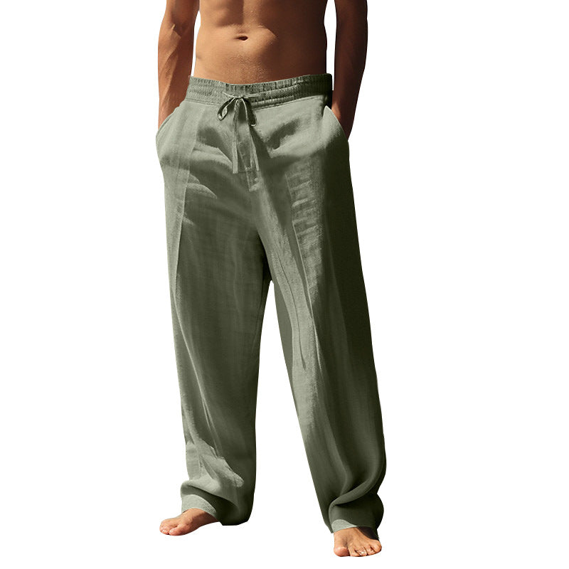 Summer Men's Breathable Cotton and Linen Trousers