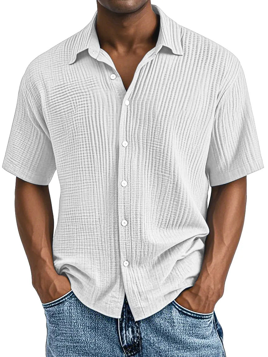 Men's short-sleeved collared casual shirt