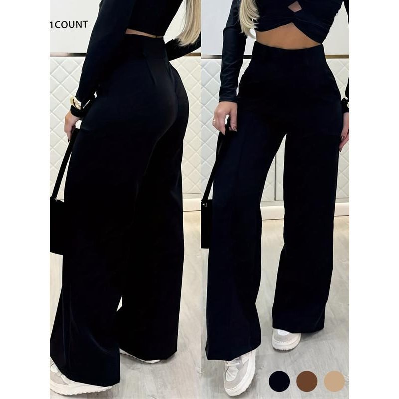 Stylish, simple, casual wide-leg pants