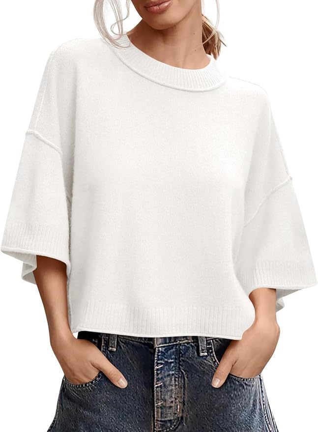 Summer Loose Short Casual Crew Neck Knit Top