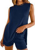 Solid color knitted loose sleeveless set