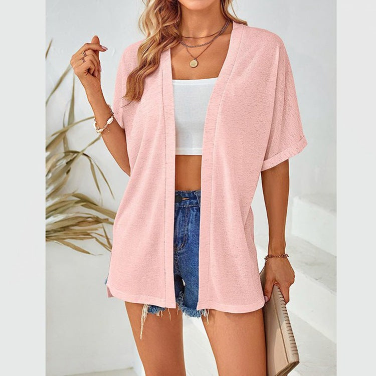 New Women's Casual Solid Color Cover-up Shirt