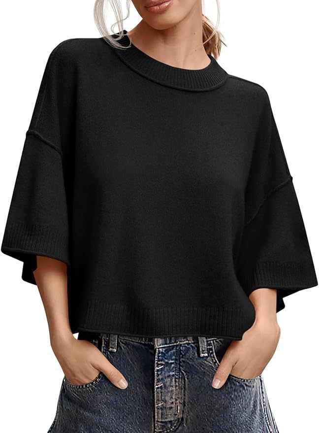 Summer Loose Short Casual Crew Neck Knit Top