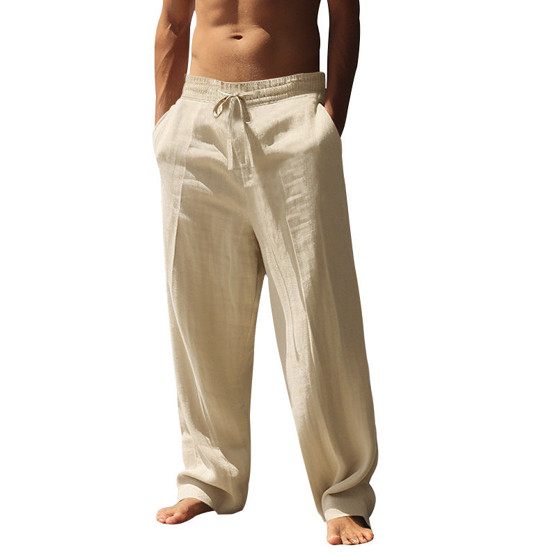 Summer Men's Breathable Cotton and Linen Trousers