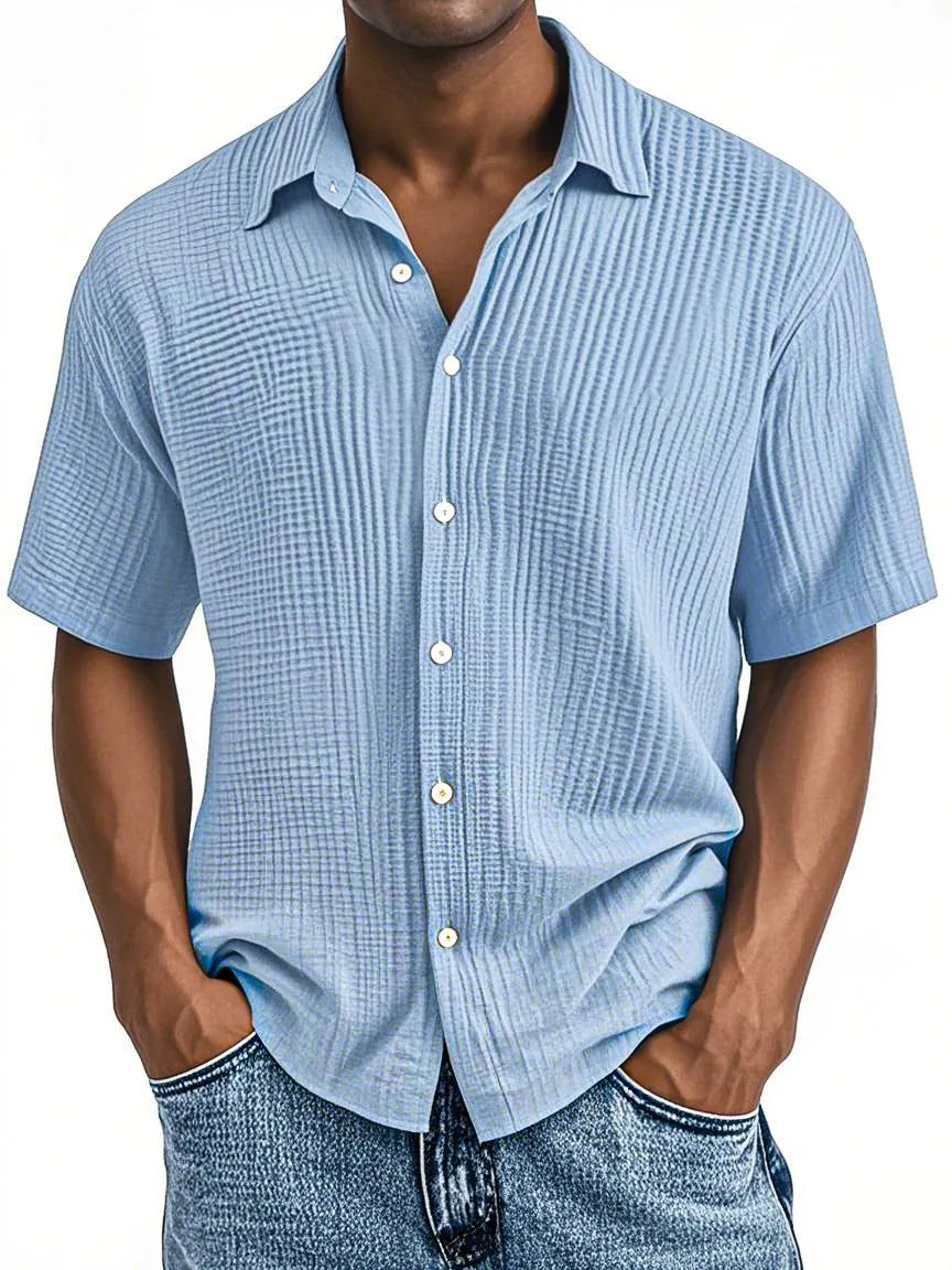 Men's short-sleeved collared casual shirt