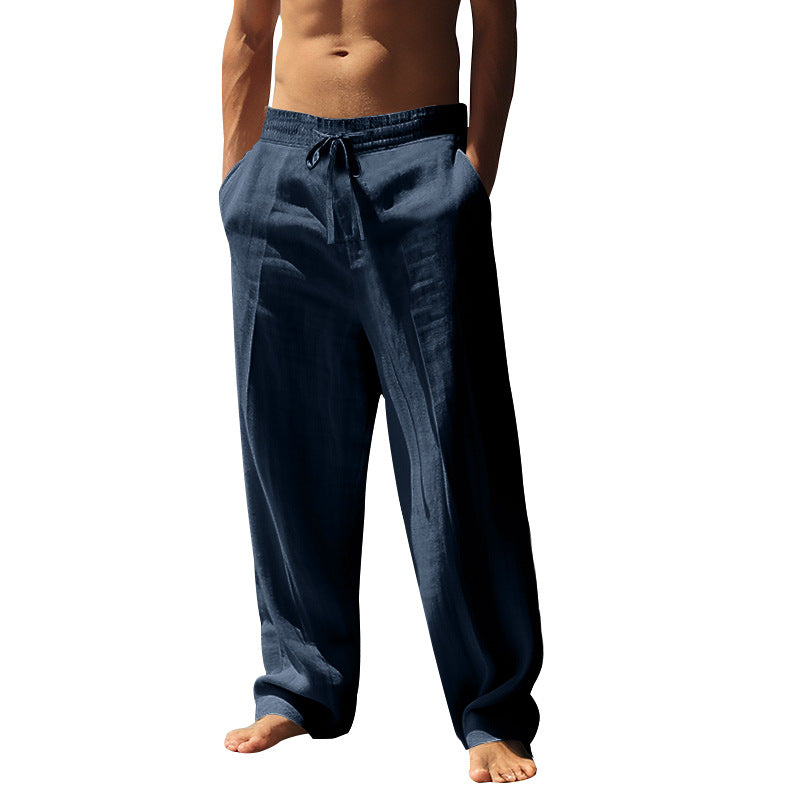 Summer Men's Breathable Cotton and Linen Trousers