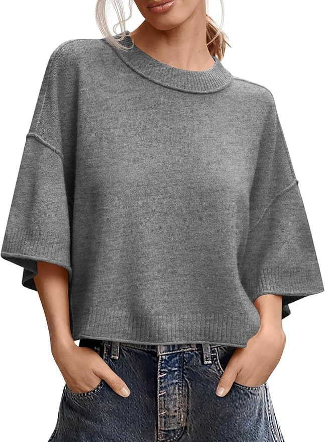 Summer Loose Short Casual Crew Neck Knit Top