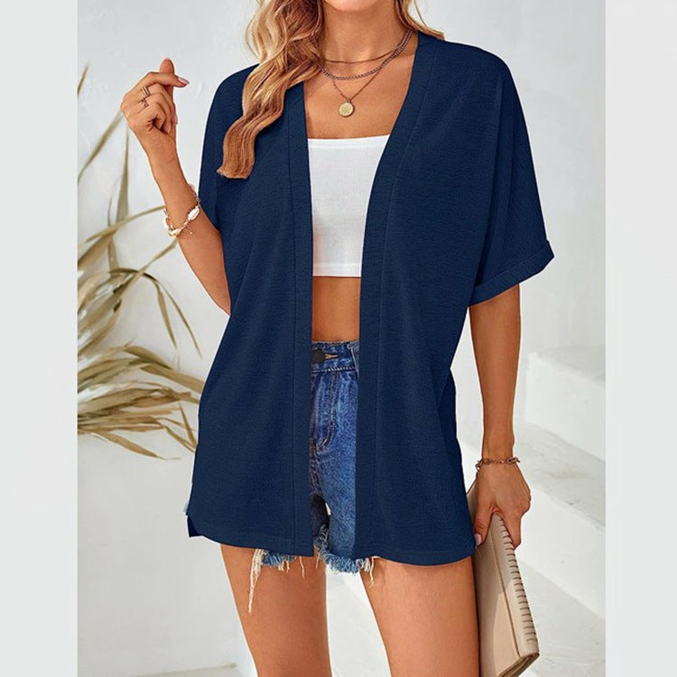 New Women's Casual Solid Color Cover-up Shirt