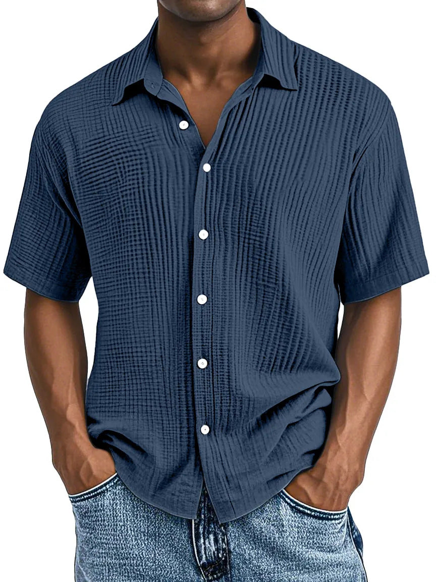 Men's short-sleeved collared casual shirt