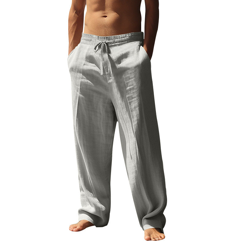 Summer Men's Breathable Cotton and Linen Trousers
