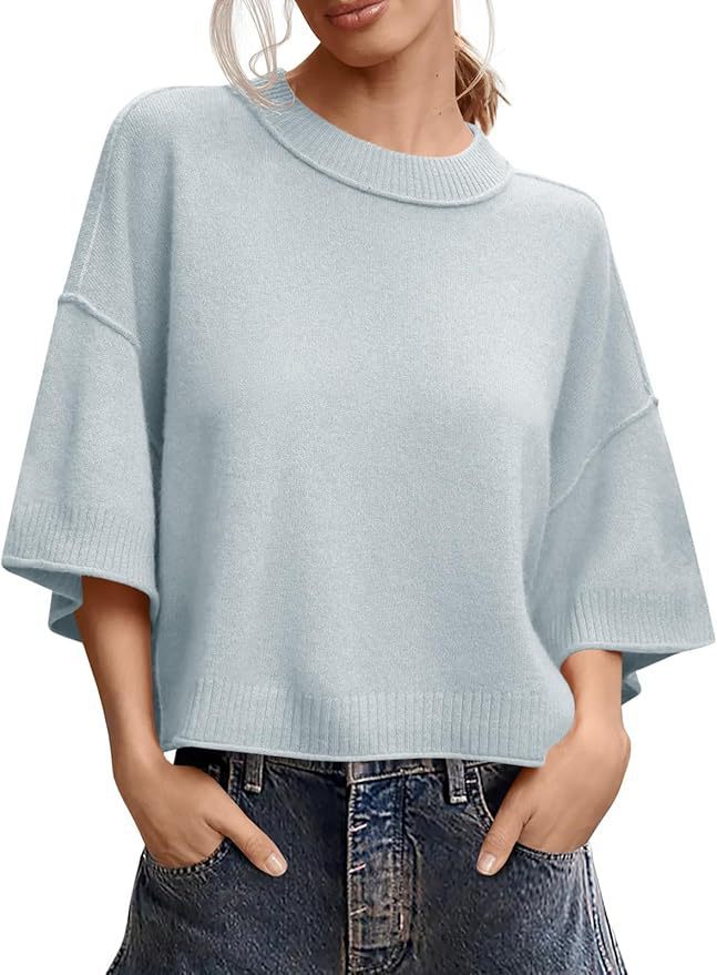 Summer Loose Short Casual Crew Neck Knit Top
