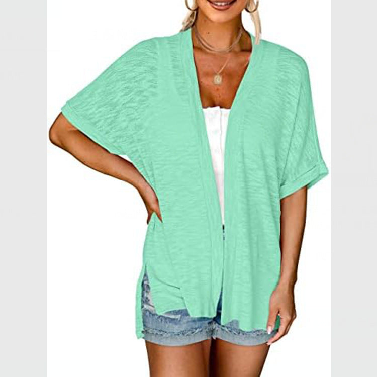 New Women's Casual Solid Color Cover-up Shirt