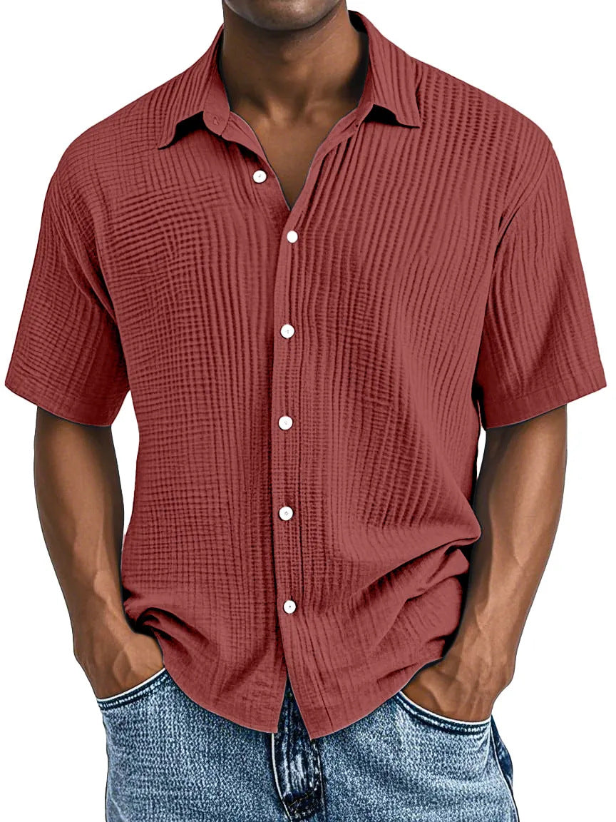 Men's short-sleeved collared casual shirt