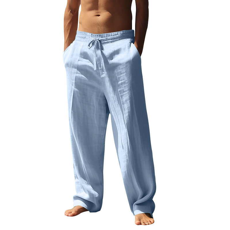 Summer Men's Breathable Cotton and Linen Trousers