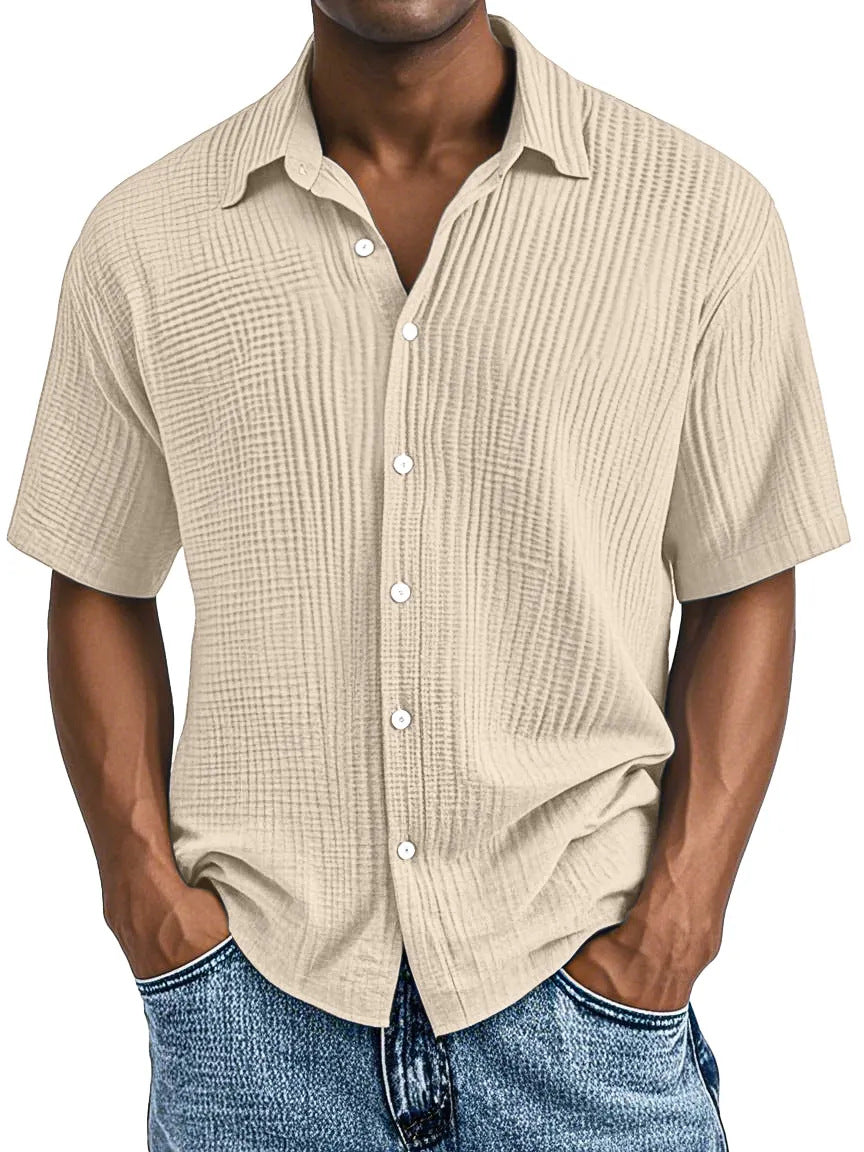 Men's short-sleeved collared casual shirt