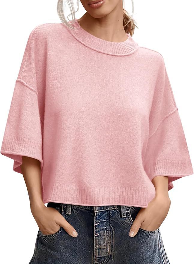 Summer Loose Short Casual Crew Neck Knit Top