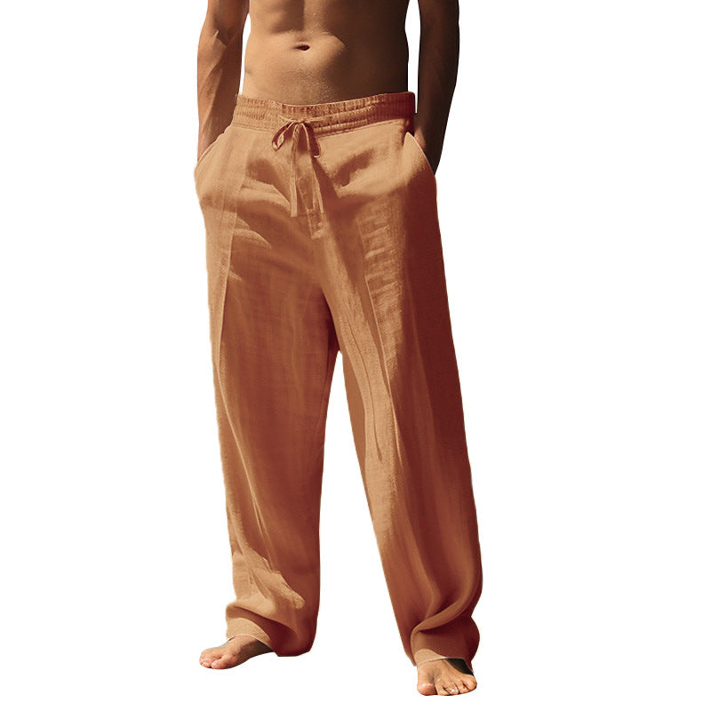 Summer Men's Breathable Cotton and Linen Trousers