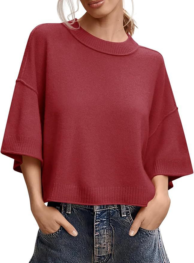 Summer Loose Short Casual Crew Neck Knit Top