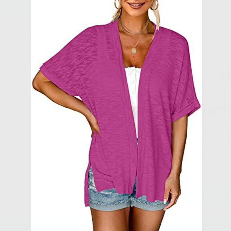 New Women's Casual Solid Color Cover-up Shirt