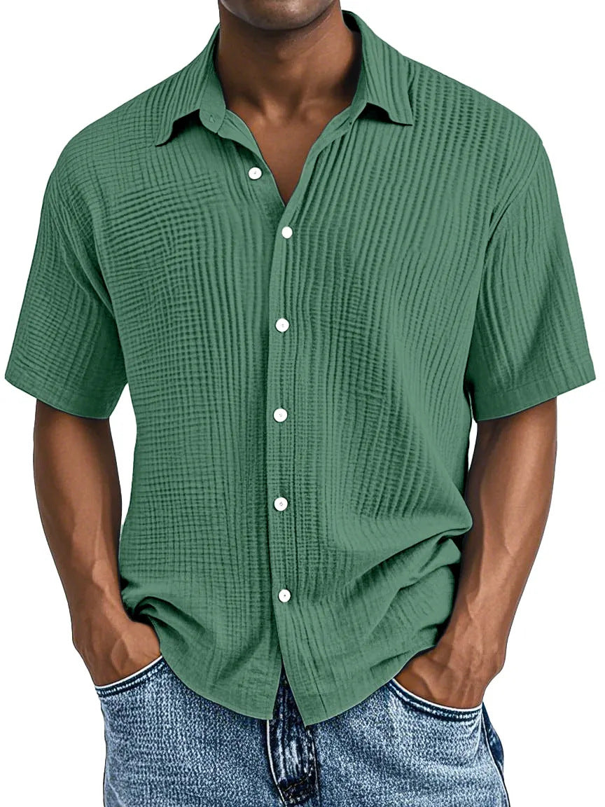 Men's short-sleeved collared casual shirt