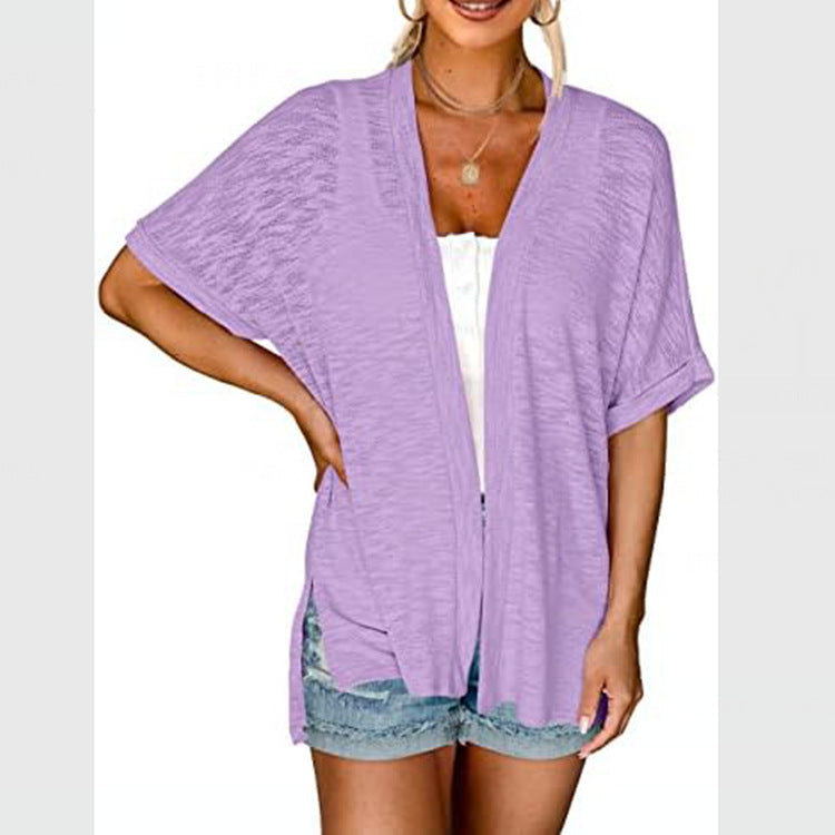 New Women's Casual Solid Color Cover-up Shirt