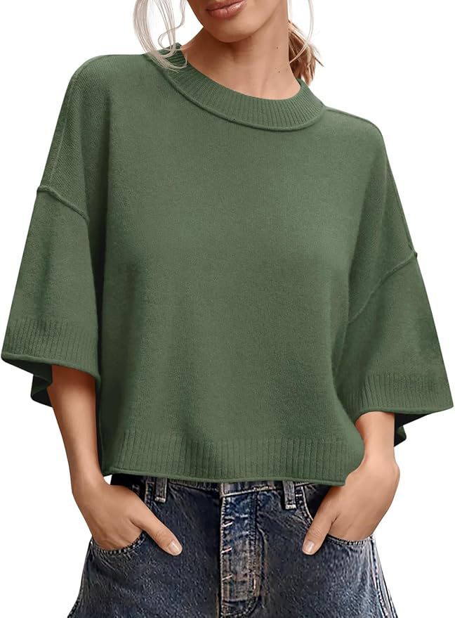 Summer Loose Short Casual Crew Neck Knit Top