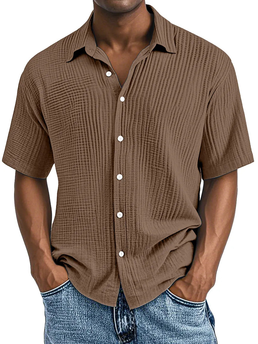 Men's short-sleeved collared casual shirt