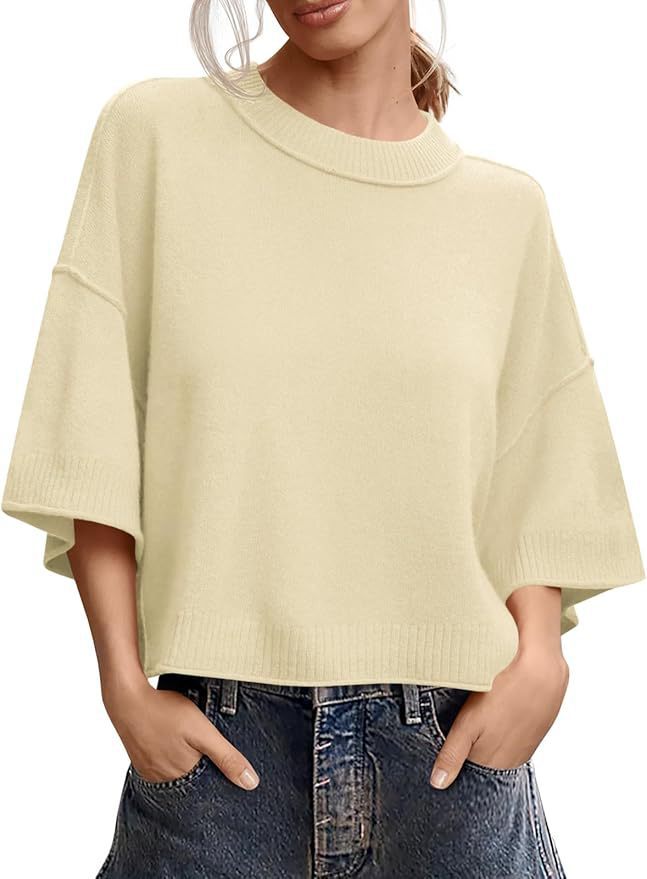 Summer Loose Short Casual Crew Neck Knit Top