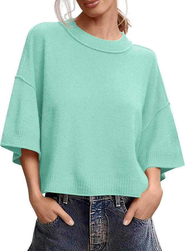 Summer Loose Short Casual Crew Neck Knit Top