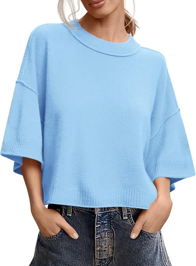 Summer Loose Short Casual Crew Neck Knit Top