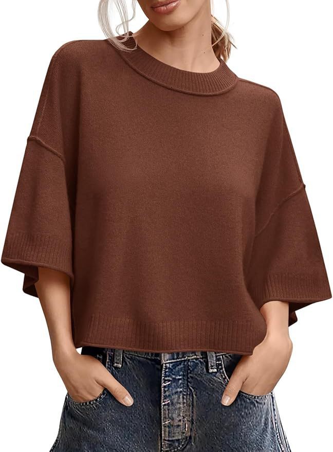 Summer Loose Short Casual Crew Neck Knit Top