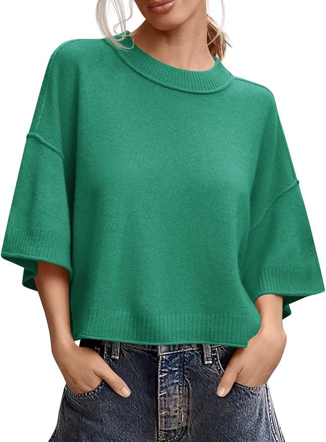 Summer Loose Short Casual Crew Neck Knit Top