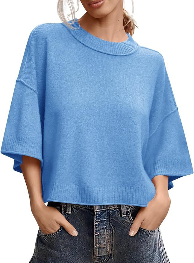 Summer Loose Short Casual Crew Neck Knit Top