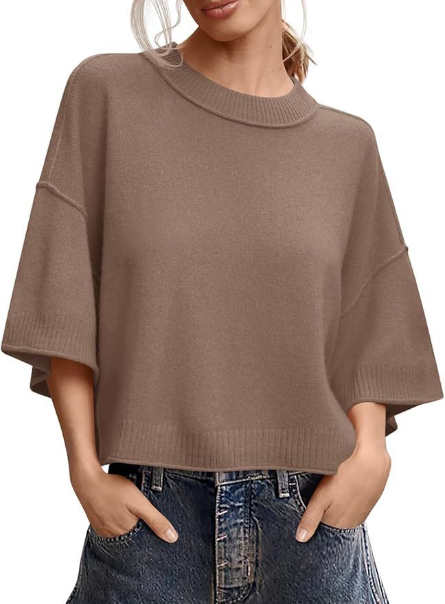 Summer Loose Short Casual Crew Neck Knit Top